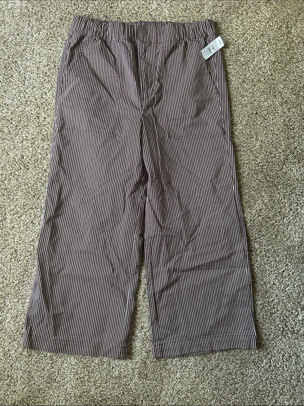 GAP Brown and White Vertical Stripe Wide Leg Pants